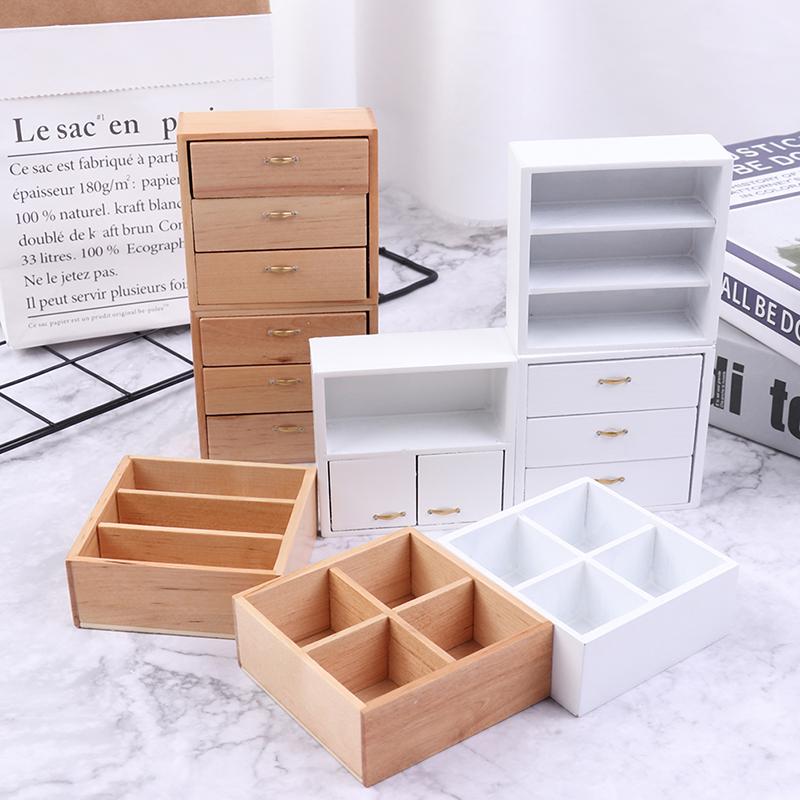 1/12 Dollhouse Miniature Furniture Living Room Cabinet Featuring 4 Section White Plus Wood Colours Available great for daily use
