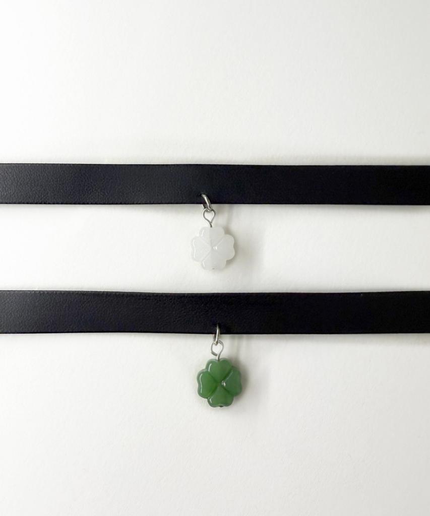 Glory_Arden Surgical Steel 2-Color Jade Pendant Choker Necklace/Ghmn-492