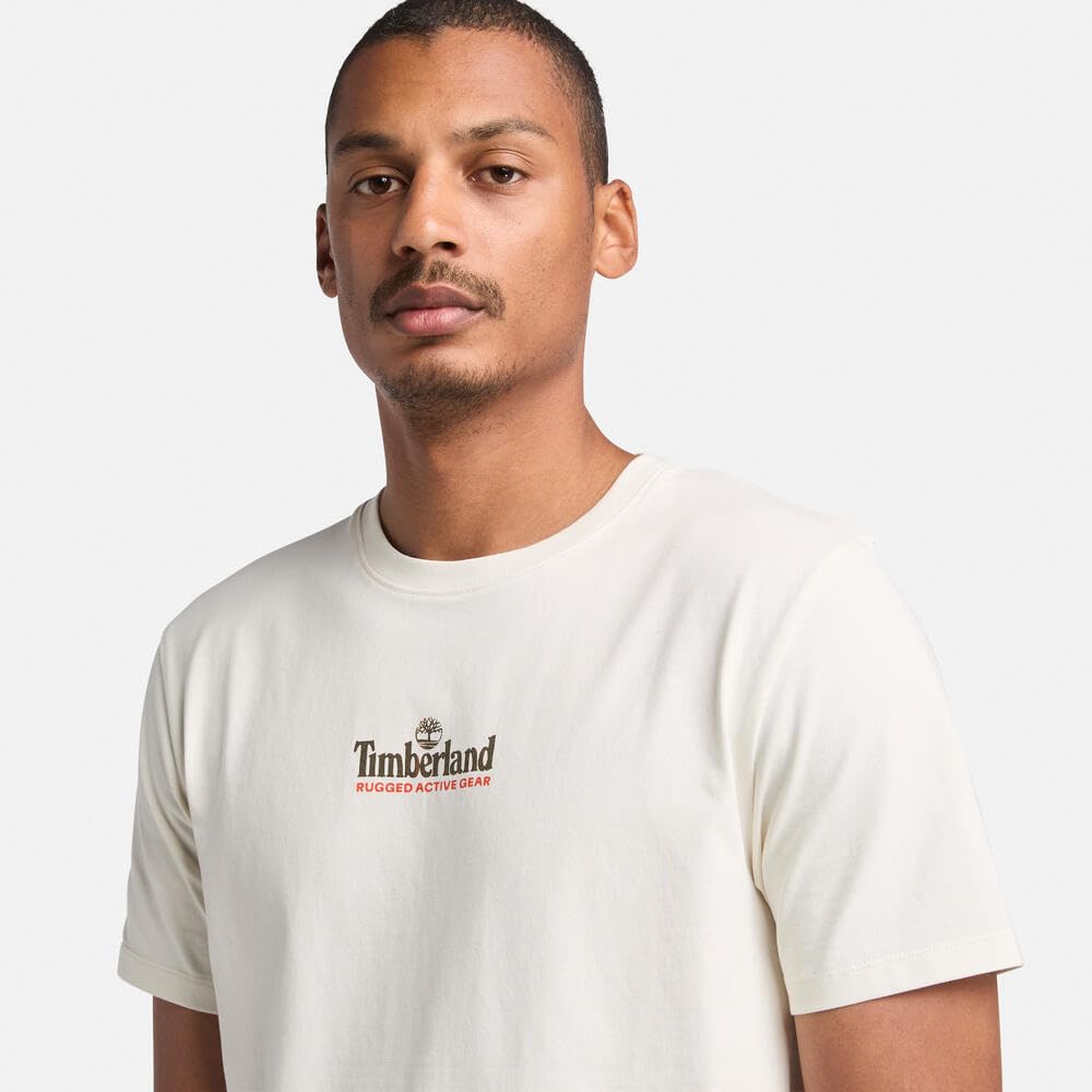 Timberland Men's Short Sleeve Washed Back On the Road Graphic T-Shirt, Vintage White, Size M (TB0A6AAUCM91)
