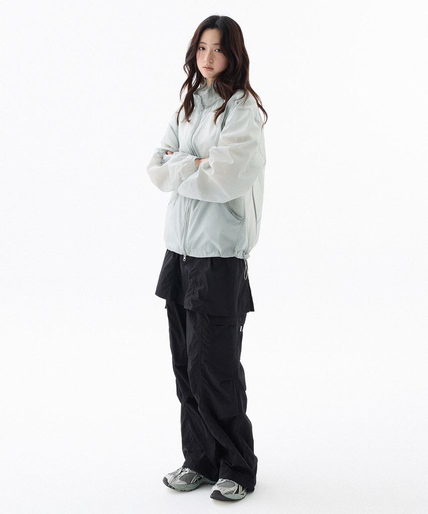 Filluminate Sheer Seam Line Windbreaker - Grey