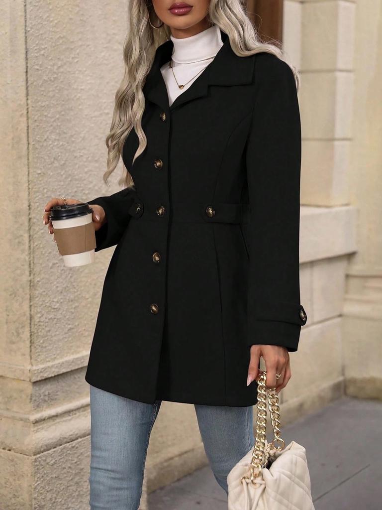 Amazon 2025 cross-border European and American foreign trade women's clothing autumn and winter temperament slim lapel button woolen coat coat