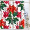 Christmas Decorations Floral Pattern Bathroom Shower Curtain With 12 Hooks Bathroom Decor And Accessories