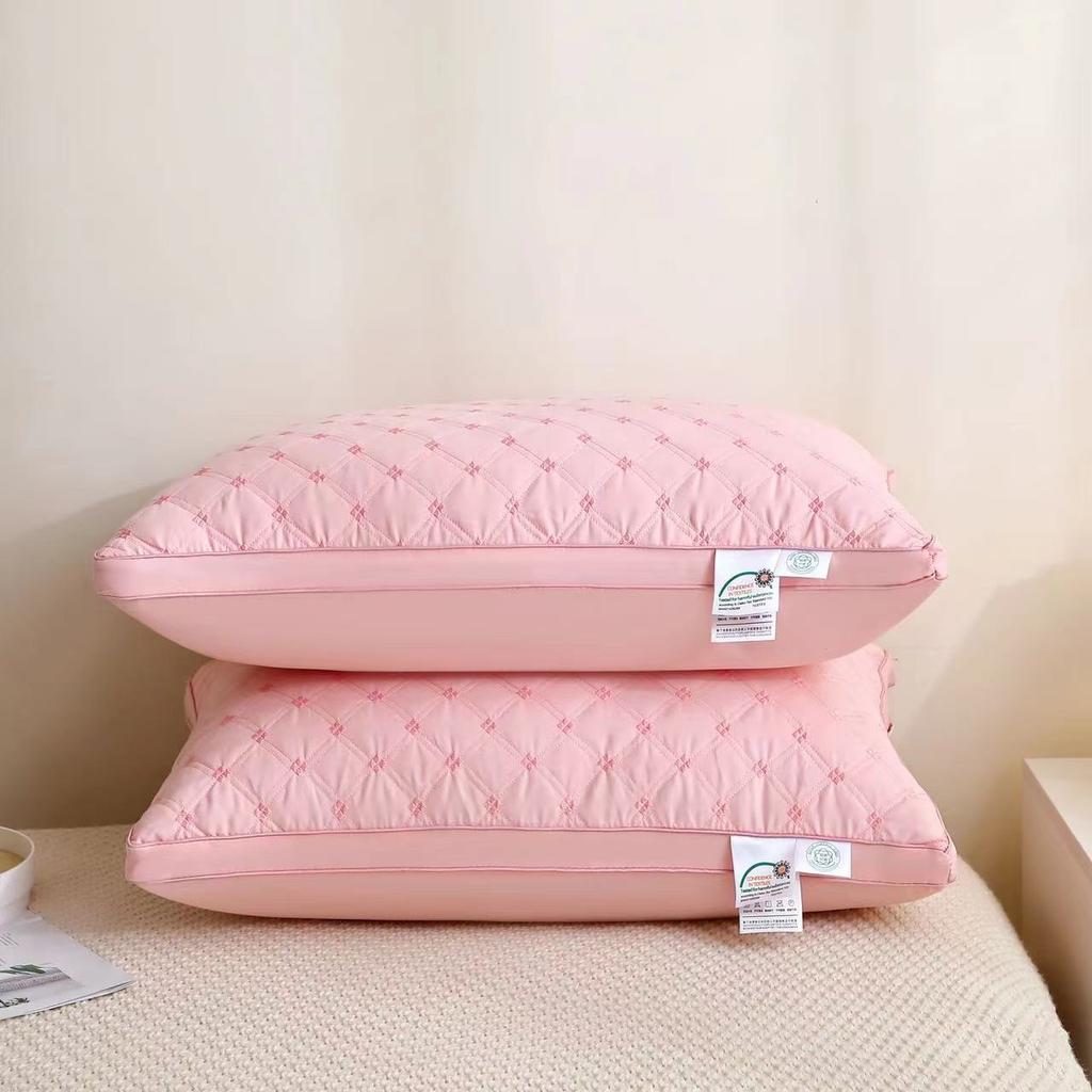 Checkered Embroidered Velvet Breathable Neck Protection Helps Sleep Hotel Pillows Pillow Cores