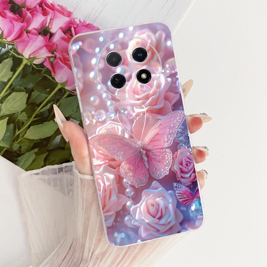 For Huawei Nova Y91 Case STG-LX1 STG-LX2 Stylish Bow Flowers Painted Cover Soft Silicone Case For Huawei Nova Y91 NovaY91 Fundas