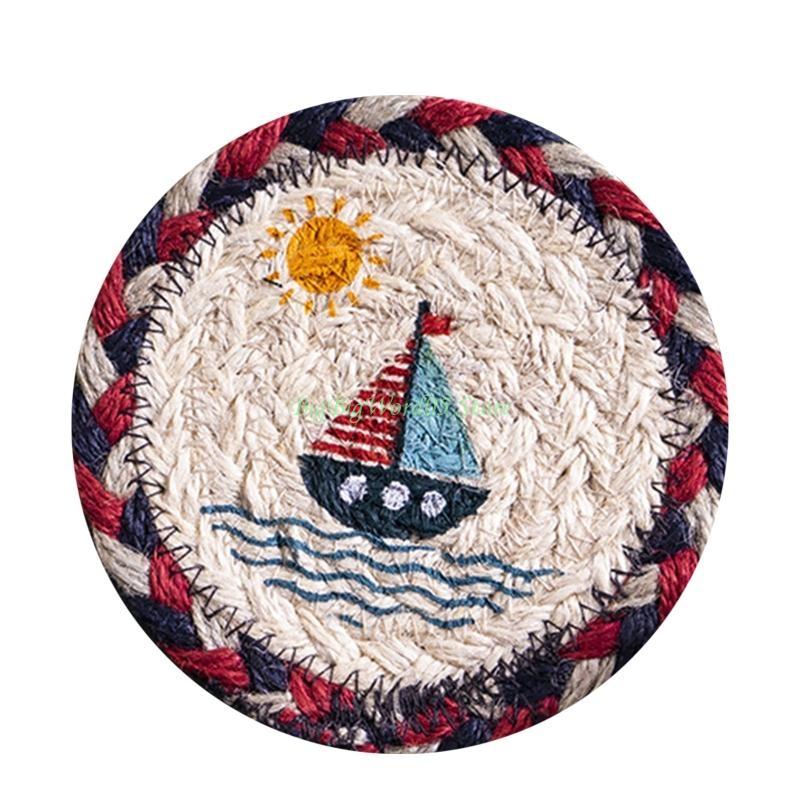 

24TE Flexible Hemp Rope Woven Tableware Pad Coasters Heat-Resistant Placemat Home
