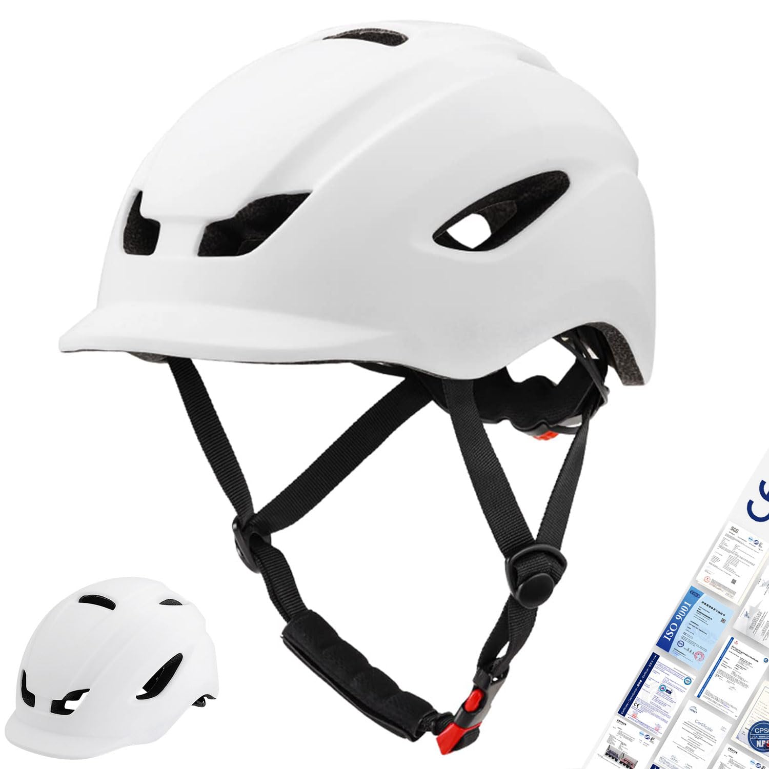 

GALGAN Взрослый регулируемый велосипедный шлем для поездок на работу и в школу, 55см-59см, Унисекс, (белый) белый