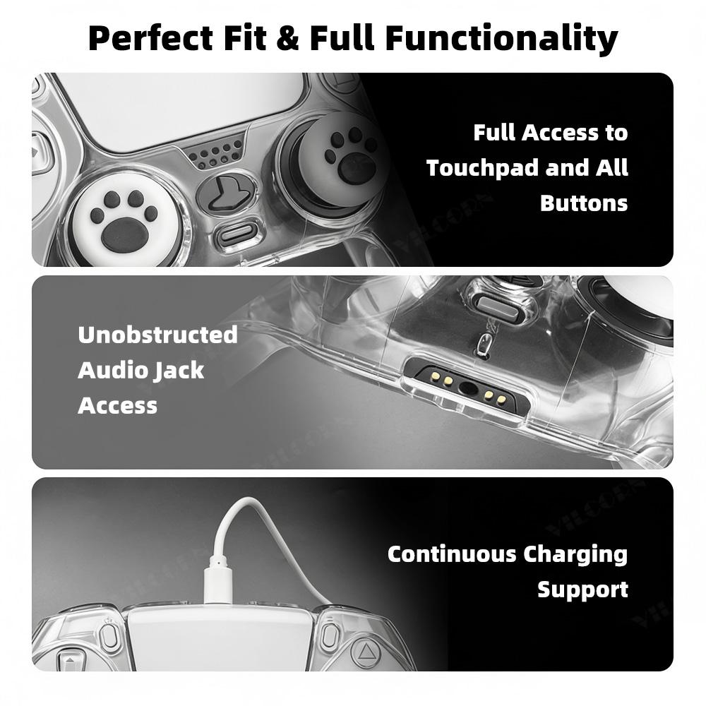 For PS5 DualSense Controller Clear PC Cover Ultra Slim Transparent Protector Case for PS5 Gamepad Game Accessories