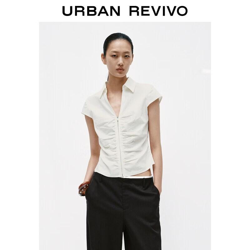 

Women s Pleated Zip-Front Blouse XS