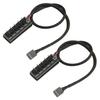 2Pcs PWM Fan Hub 5 Way 4Pin 13.8in Cable Length Widely Compatible PC Fan Adapter Cable for Computer Desktop Case