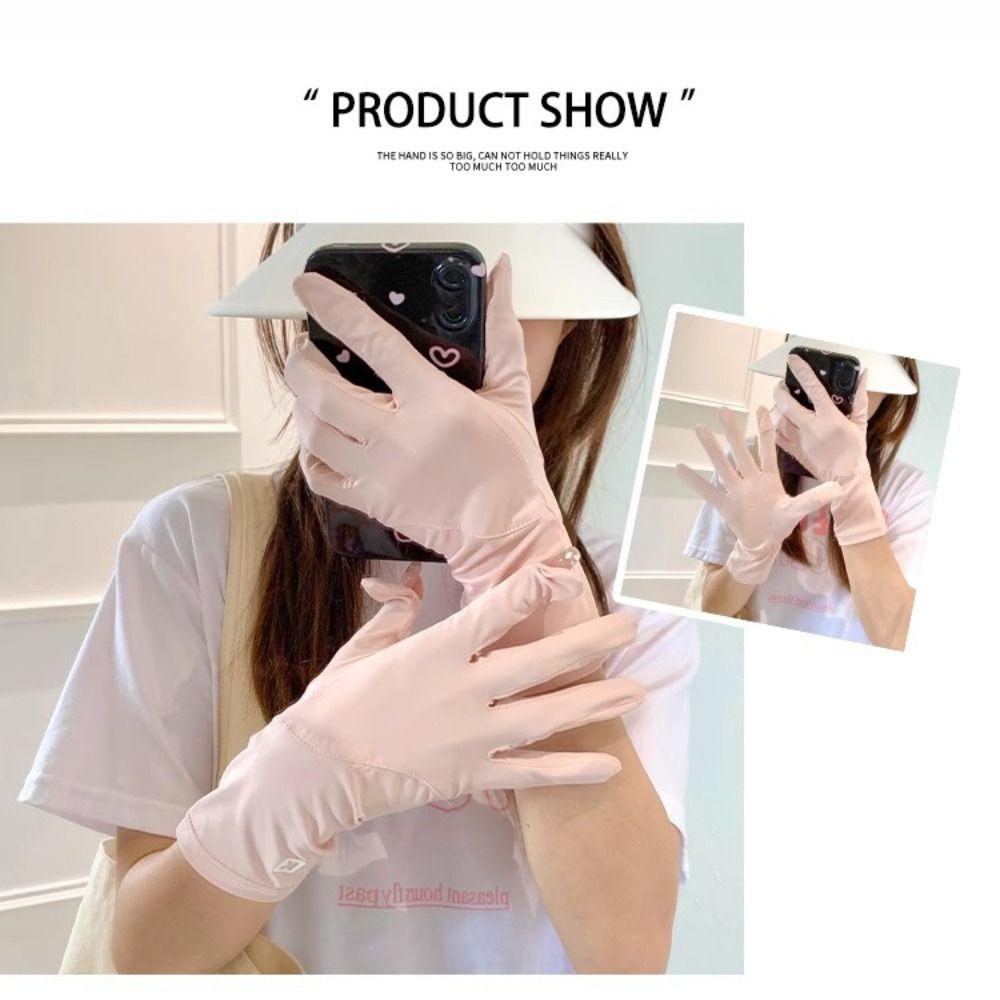 Non-slip Anti-UV Gloves Thin Riding Mittens Summer Ice Silk Gloves for Women Lady