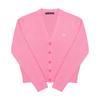 Acne Studio C60104 Cameo Pink  Drm  Face Logo Patch V Neck Public Cardigan