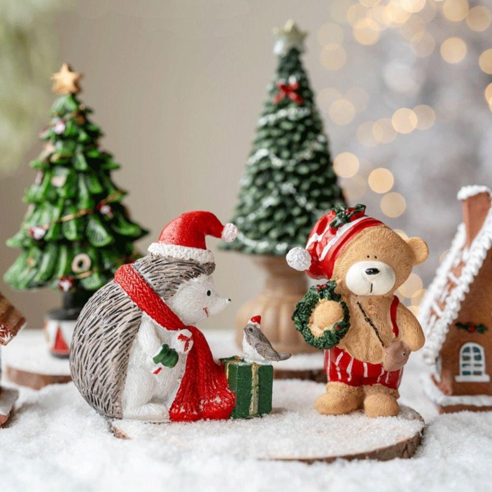 Weihnachten Harzhandwerk Weihnachtsbaumstatuen Handgefertigt Festival Minihaus Figur Niedliche Desktop-Ornament Weihnachtsdekoration