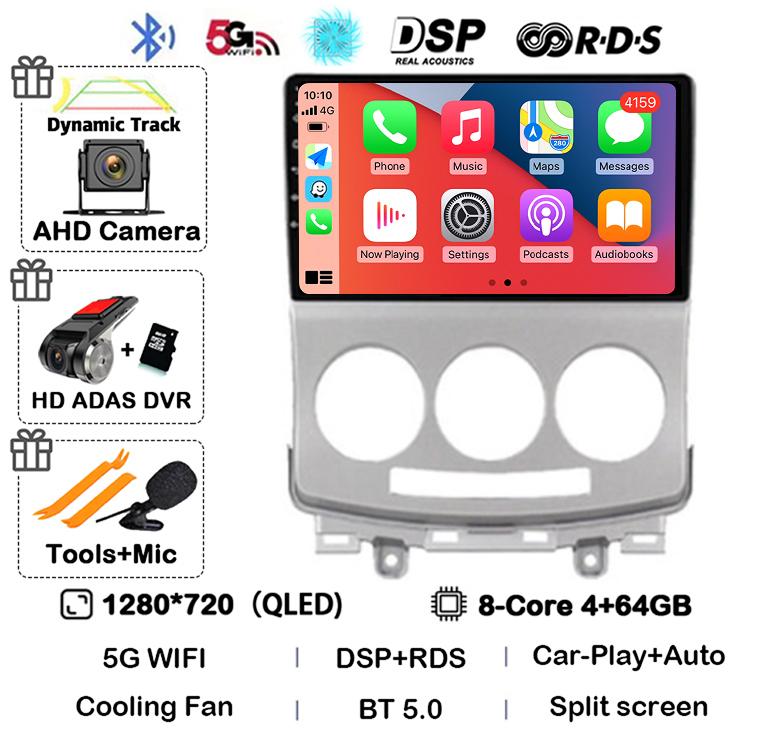 Android 14 Carplay Auto Car Radio For Mazda 5 2005 2006 2007 2008 2009 2010 GPS Multimedia Player Stereo Head Unit Audio WIFI+4G