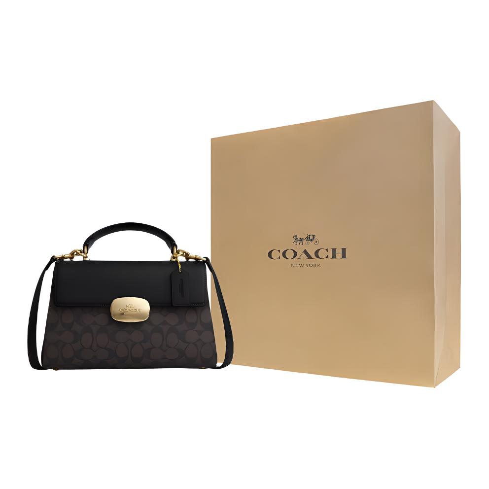 New COACH Eliza Artificial Leather Handbag Crossbody Bag Large Size Women's Black CW012-IMXAQ
