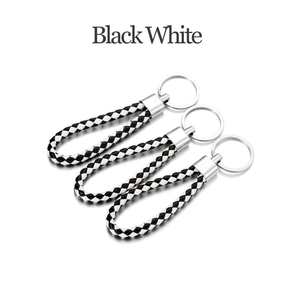 5Pcs/Pack PU Leather Braided Woven Rope Keychain DIY Bag Pendant Key Chain Holder Car Keyring Simple Multiuse Key Holder Gifts