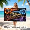 Music Guitar Theme Beach Towel Personalized Custom Name & Text Soft Quick Dry Beach Towel for Swimming Travel