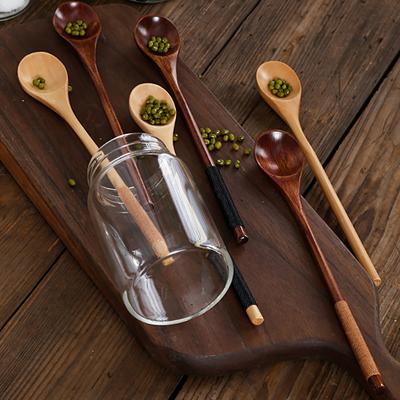 Dřevěná čajová lžička Dlouhé kávové lžičky Malá čajová lžička Dřevěná lžička na med Dezertní lžička