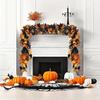 Gothic Halloween Decoration Vine Artificial Maple Leaf & Pumpkin Vine with Spider Skull Hands for Creating Spooky Fall Ambiance