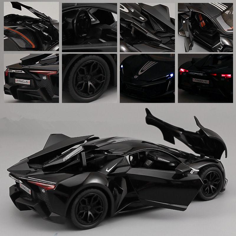 1:24 Lykan Hypersport Alloy Sports Car Model Diecast Metal Racing Vehicle Car Model High Simulation Sound and Light Kid Toy Gift