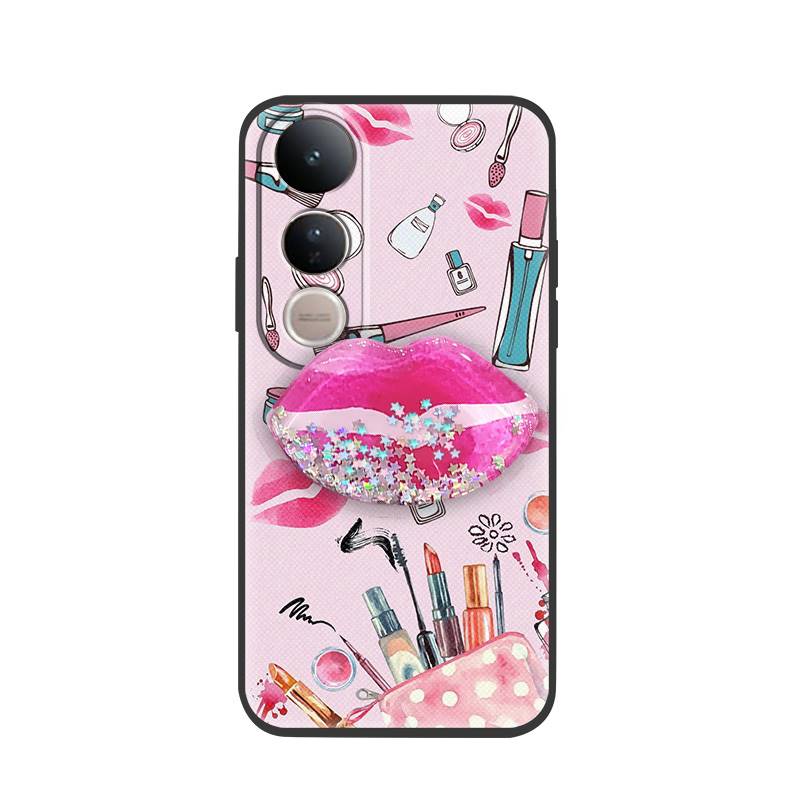 Simplicity Skin feel silicone Phone Case For VIVO V50 Lite 5G Global TPU Waterproof Rotatable stand Anti-knock cute