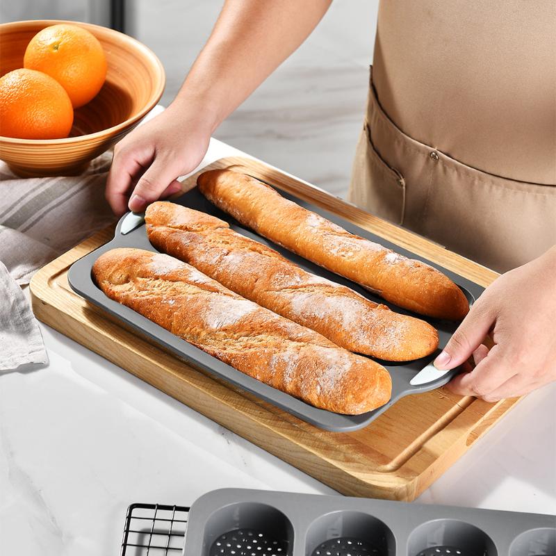 Silicone Baking Mold 3 & 8 Grid Nonstick Loaf Pan Resistant Bakeware For Homemade Bread Sausage Roasting