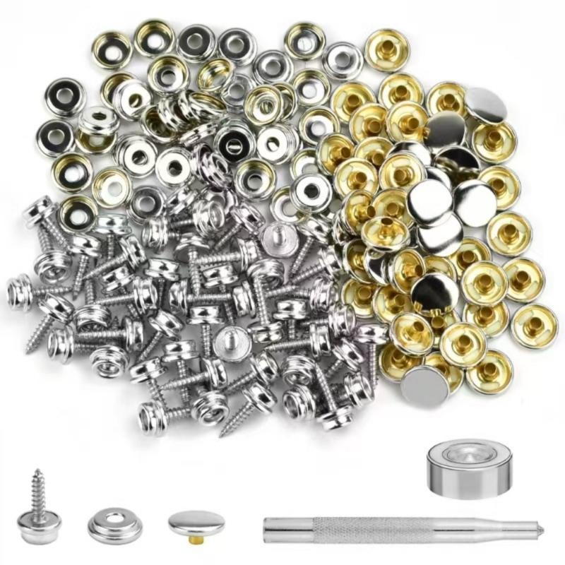 Pack of 50 Stainless Steel Screw Fastener Push Button Screw For Plane Tent Canvas Screw Socket Button Accessories