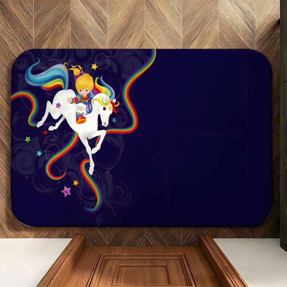 Character R-Rainbow B-Brite Floor Mat Soft Flannel Floor Mat Suitable for Entryways, Living Rooms, Bedrooms, and Bathrooms