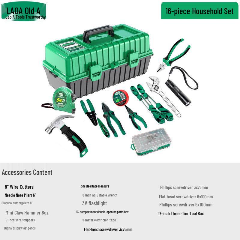 Multi-functional Three-layer Folding Tool Set with Storage Box