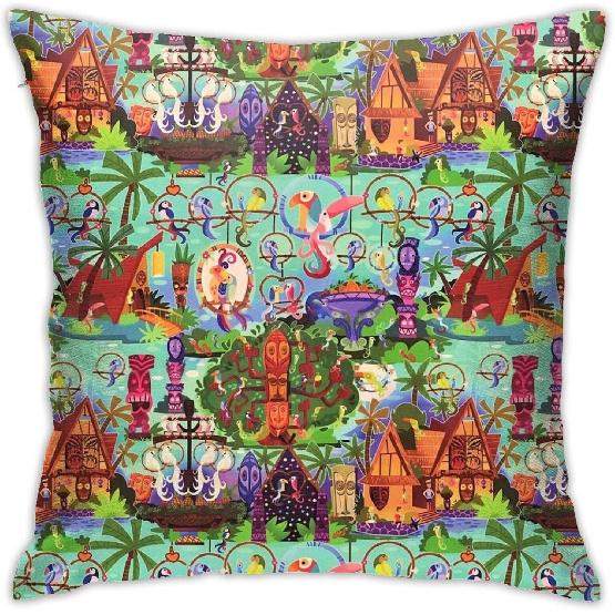 

The Original Enchanted Tiki Room Collage Pillow Case Square Soft Pillowcase Throw Pillow Cover Home Decor for Living Room Sofa Car Cushion Cover 18 X