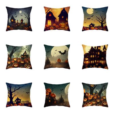 Horror Halloween Thema Horror Kürbis Druckmuster Kissenbezug Haus Wohnzimmer Sofa Dekoration Kissen Kissenbezug