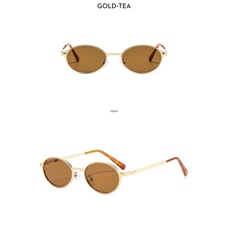 Women's glasses, new fashionable oval metal sunglasses, men's and women's outdoor sunglasses