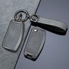 Leather Zinc Alloy Car Key Case For Ford Focus 2 Mk2 Fiesta Mondeo Galaxy Ecosport Kuga Escape Falcon B-Max C-Max Keychain