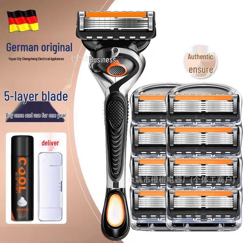 Premium German 5-Blade Manual Razor for Men – Perfect for Face and Bald Head Shaving