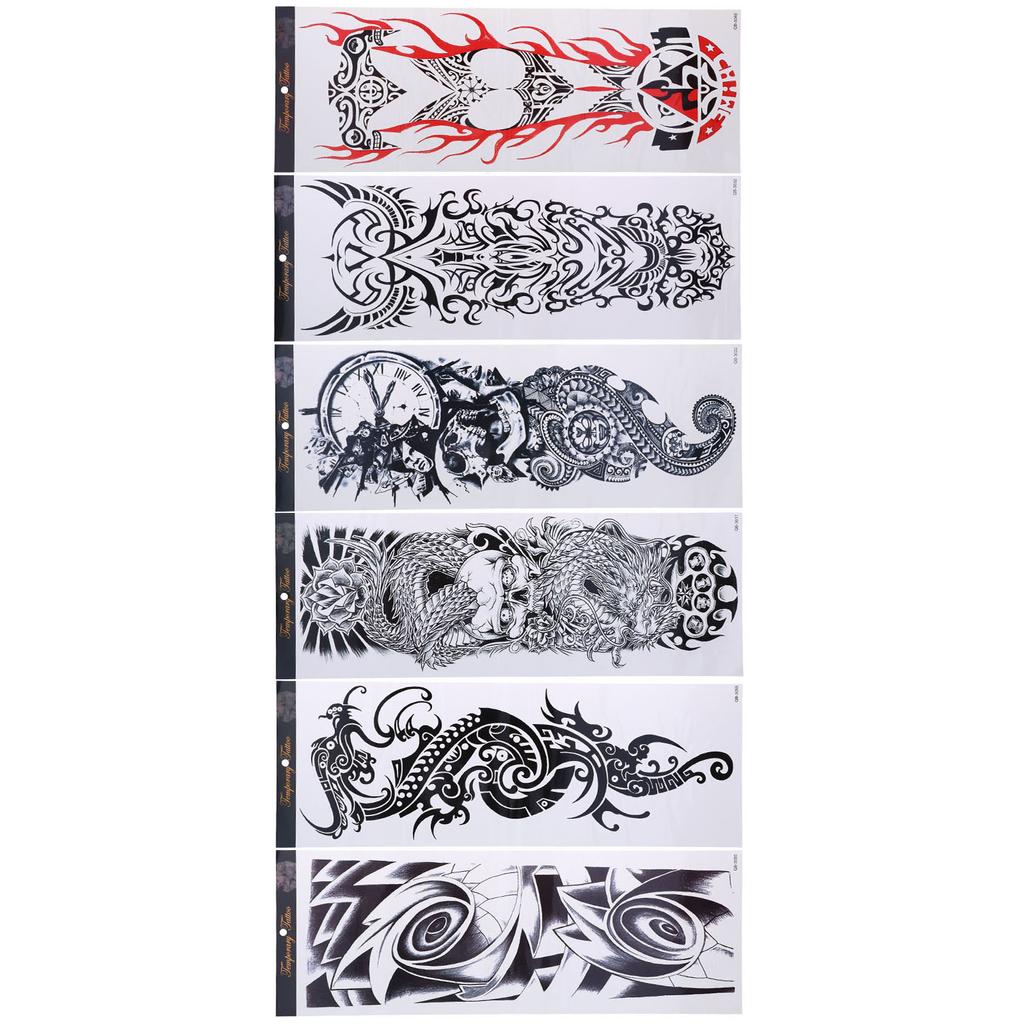 6 st Tillfälliga Tatueringar Klistermärken Vattentäta Hela Armen Tillfälliga Tatueringar för Armar och Ben