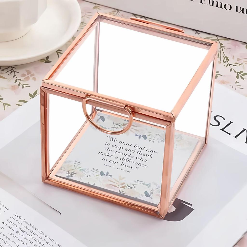 Geometric Flower House Flip-Top Jewelry Storage and Decorative Box with Preserved Flowers
