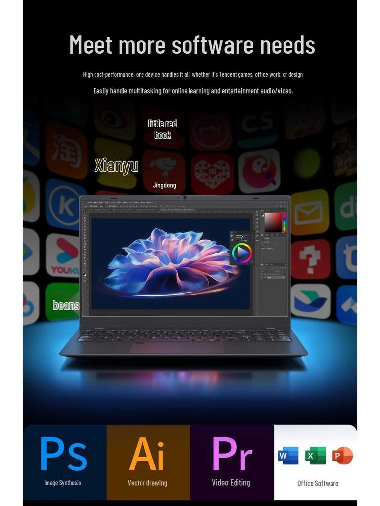 New 15.6-inch Laptop N95/N100 HD Large Screen Portable Thin & Light for Business Office