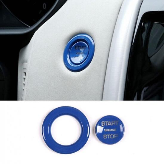 For Range Rover Evoque 2012- Blue ABS Start Button Ignition Switch Cover 2pc