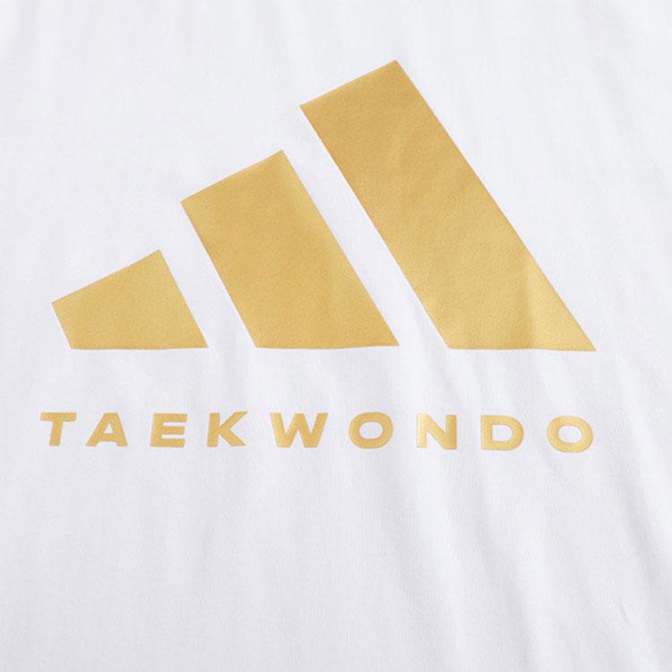 Adidas Taekwondo Logo Round Neck Simple Short Sleeve T-Shirt Comfortable Striped Fashion Long Pants Casual Sports Suit ADICLTS24TK-WG+TR30PT-BG