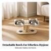 Wooden Pet Feeding Stand with Stainless-Steel Bowls Modern for Kitchen