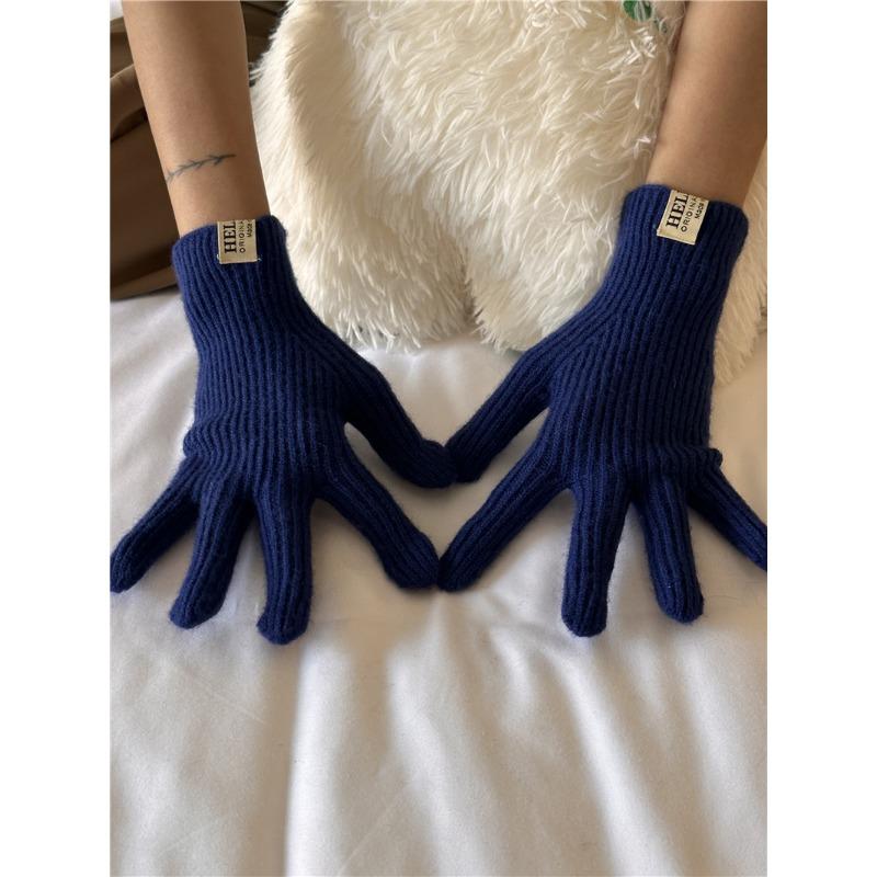 Autumn and Winter Monsoon Split Pointer Knitted Wool Gloves for Women's New Style of Finger-exposed Touch Screen Warm Outdoor Cycling