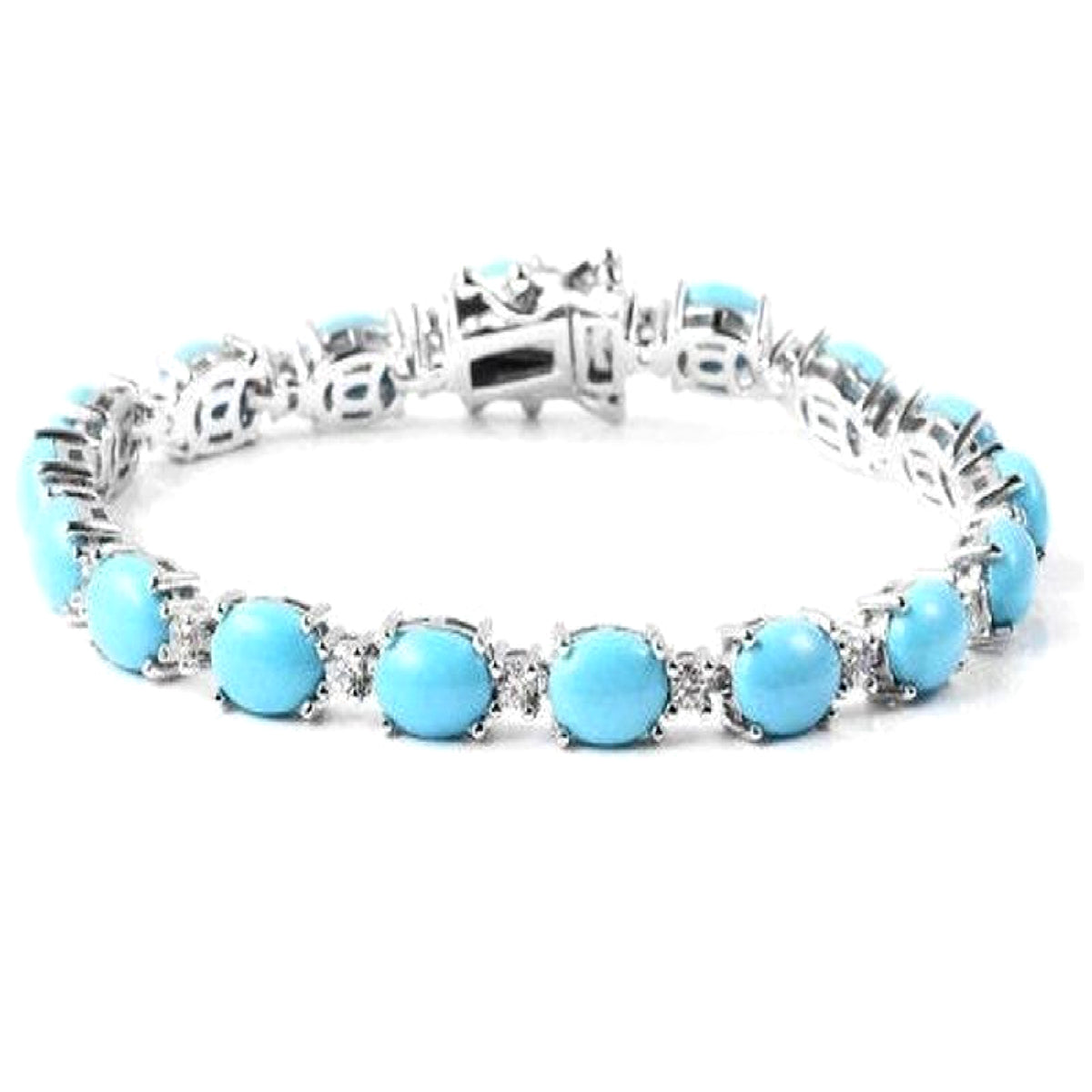 Бирюзовый теннисный браслет - стерлинговое серебро 925 пробы