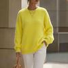 YYFS Women's Fashion Casual Fall Winter Solid Color Print Long Sleeve O-Neck Sweaters
