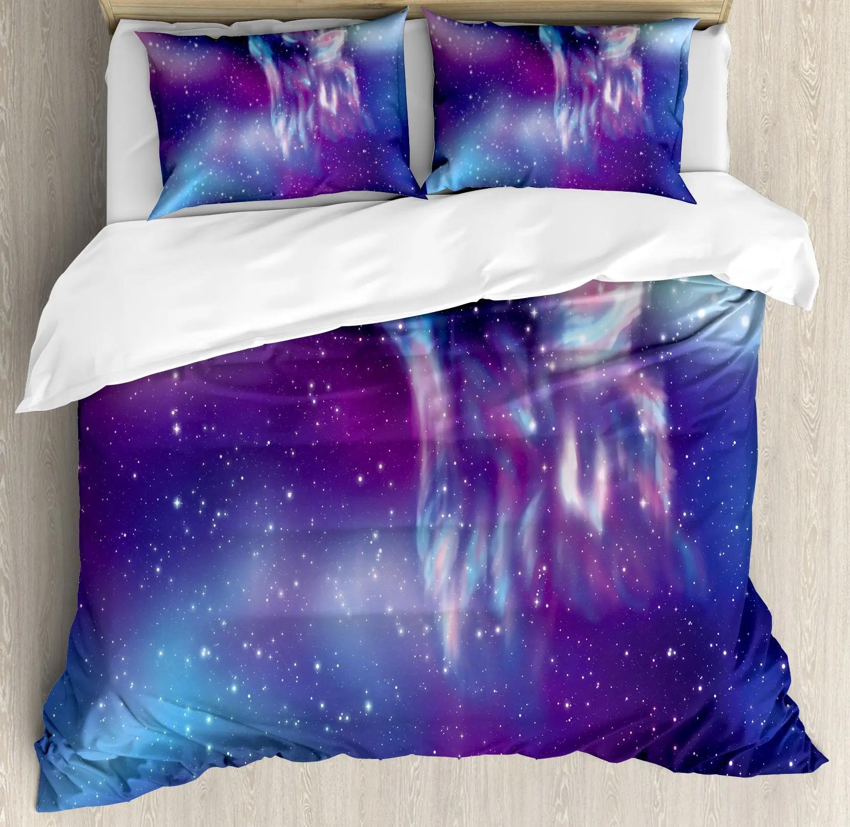 

Comforter Antarctic Aurora King Queen Colorful Sky Polar Lights Bedding Set Smoky Mountain Forest Soft 2/3Pcs Comforter Comforter (quilt)-EU Single(135*200cm)3pcs