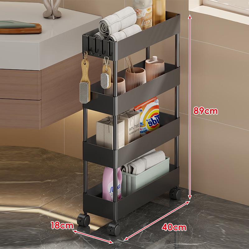 Compact Bathroom Trolley: Slim Floor-Standing Storage Rack for Narrow Spaces and Toilet Side