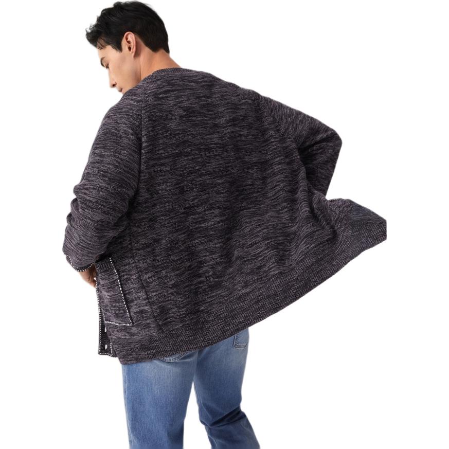 Levis Simple Comfortable Versatile Warm Embroidered Knitted V-Neck Long Sleeve Sweater Men Sweater Black 003TI-0000