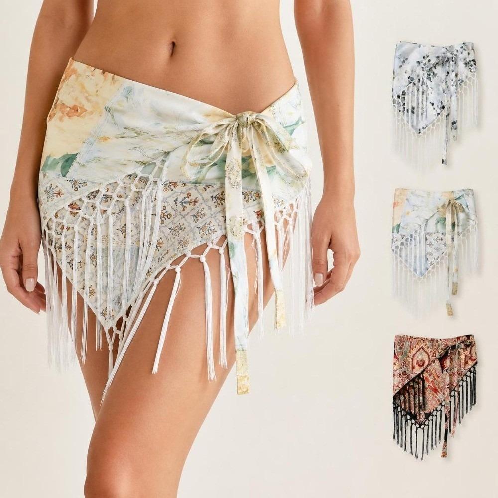 Paisley Print Hip Scarf Self-tie Waist Wrap Bohemian Tie-up Scarf  Beach Wear
