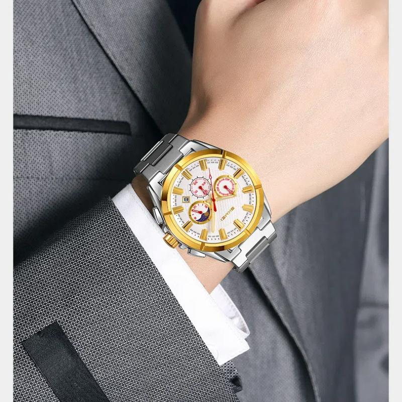 Skmei Fashion Multifunctional Quartz Watch for Men Calendar Luminous Luxury Stainless Steel Strap Mens Watches