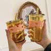 High Value Letter Bamboo Cup With Lid Straw Glass Water Cup Office Home Coffee Cup Gift Water Cup