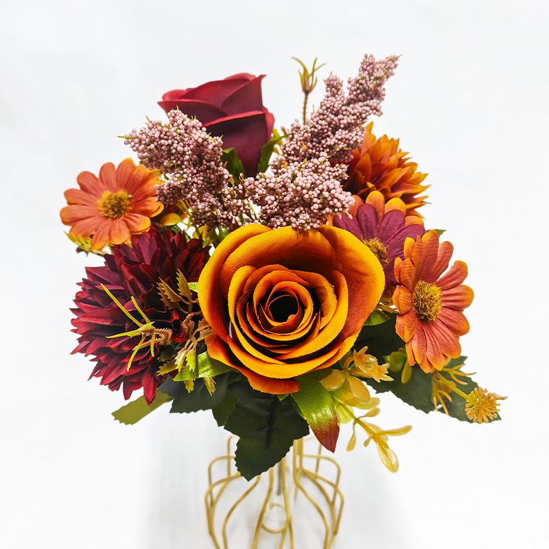 Autumn Bionic Flower Bouquet: Sunflower, Peony & Rose Simulation Flowers