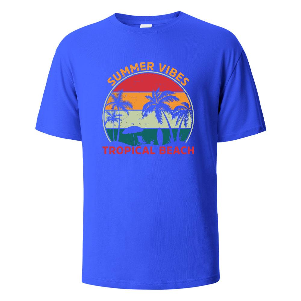 SummerVibes Printing Mens Tshirt Casual Breathable Tshirts 100Cotton Funny Tops Street Oversized TShirts For Men Women Oneck